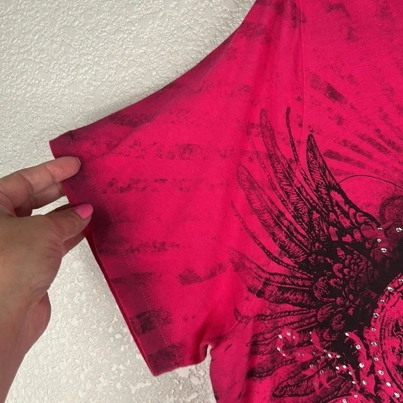 NHRA Championship Drag Racing 90's Y2K Hot Pink V-Neck Short Sleeve Top Size XL - Picture 4 of 6